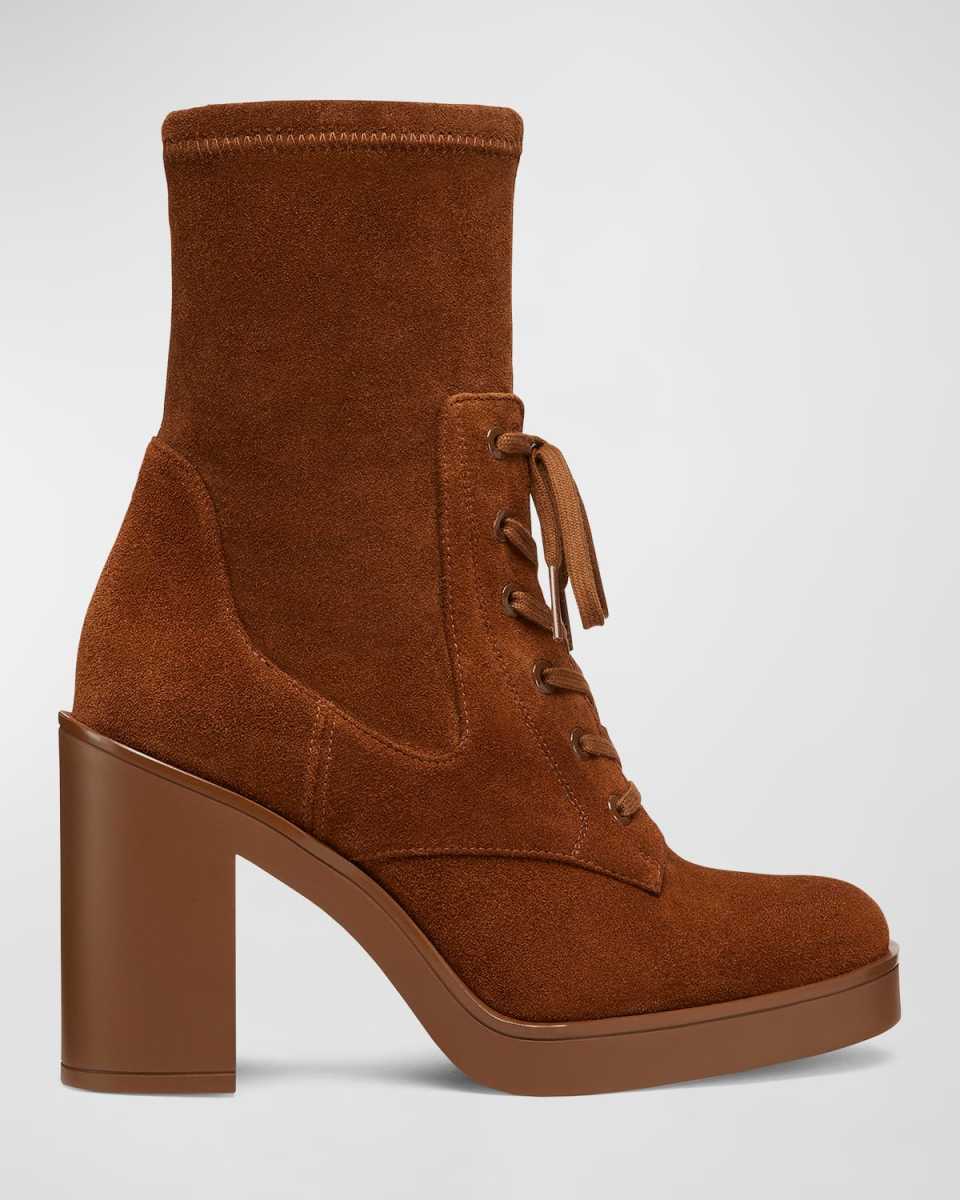 Everitt Stretch Suede Lace-Up Booties