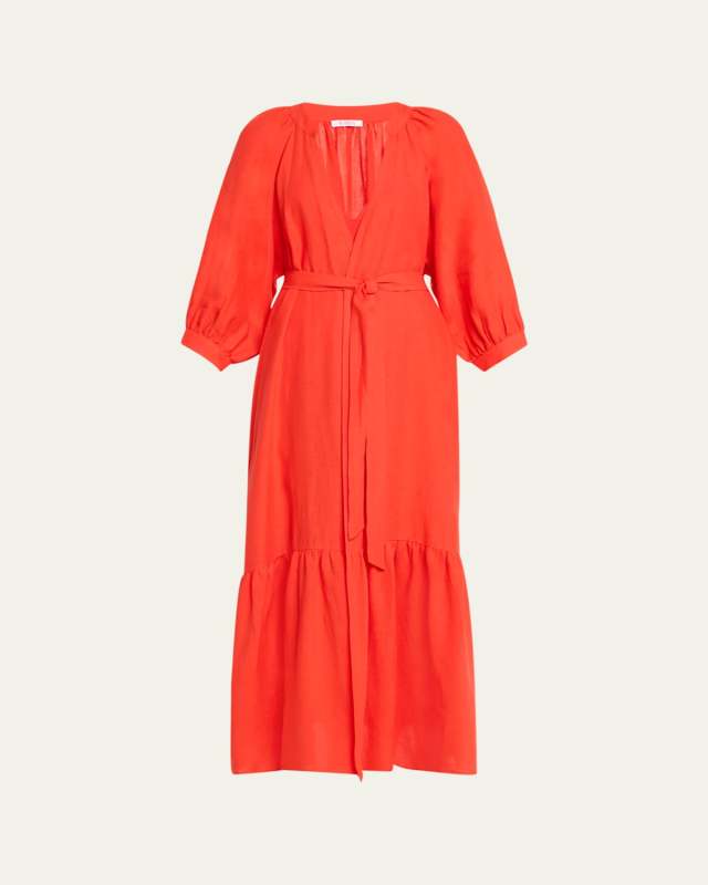 Joie Maxi Linen Wrap Dress