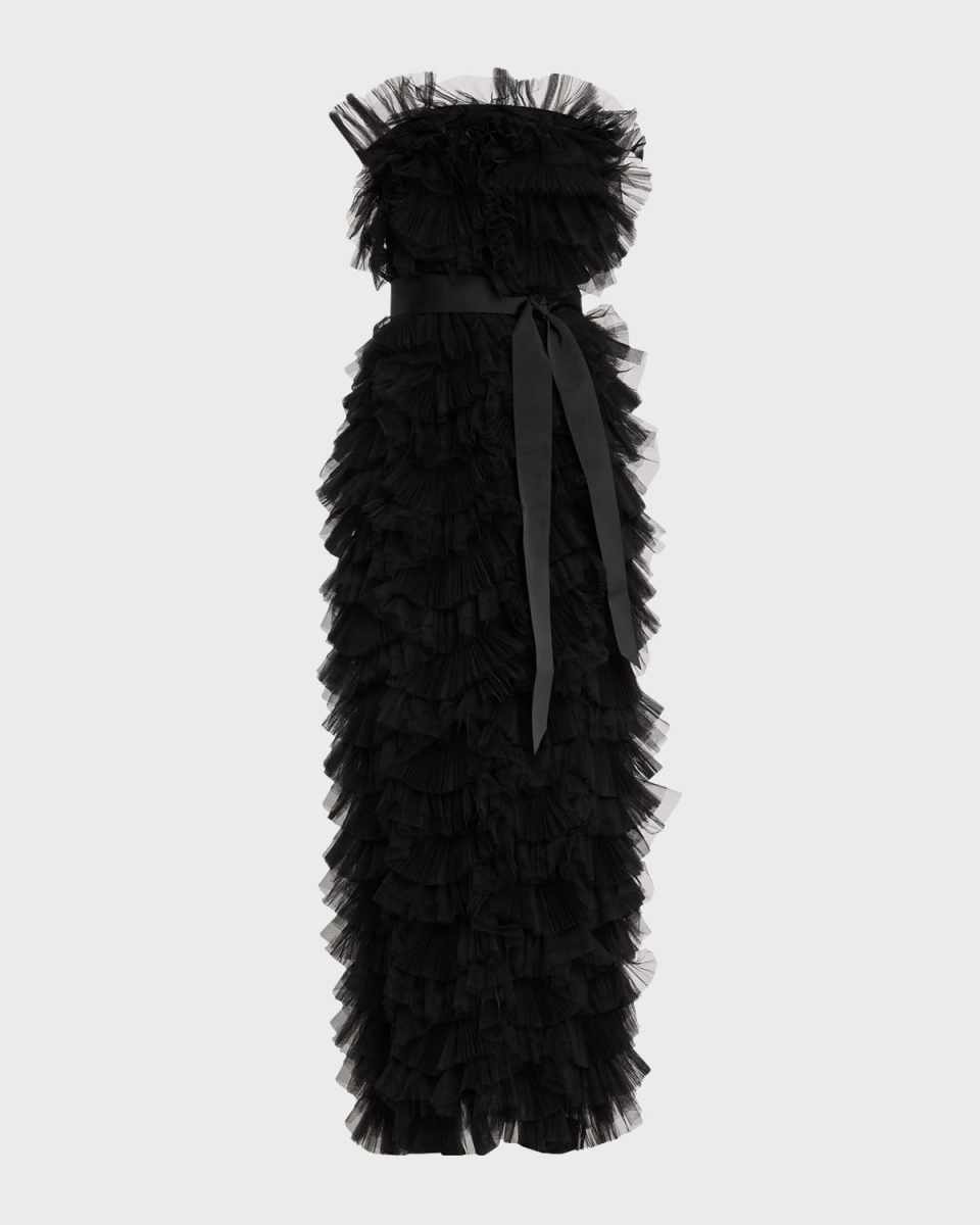 Liliana Strapless Tiered Ruffle Tulle Gown