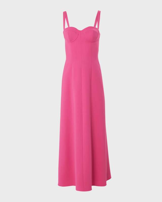 Thin-Strap Crepe Bustier Midi Dress