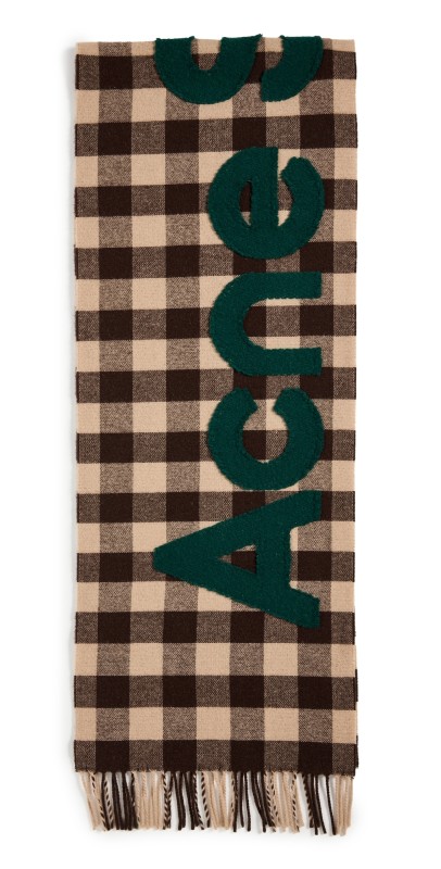 Acne Studios Check Logo Scarf Brown/Gr