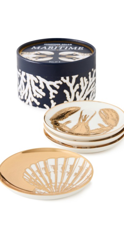 Jonathan Adler Maritime Cocktail Coasters Set of 4 White