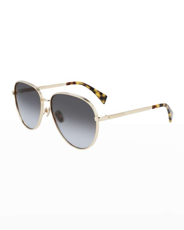 Grooved Metal Aviator Sunglasses