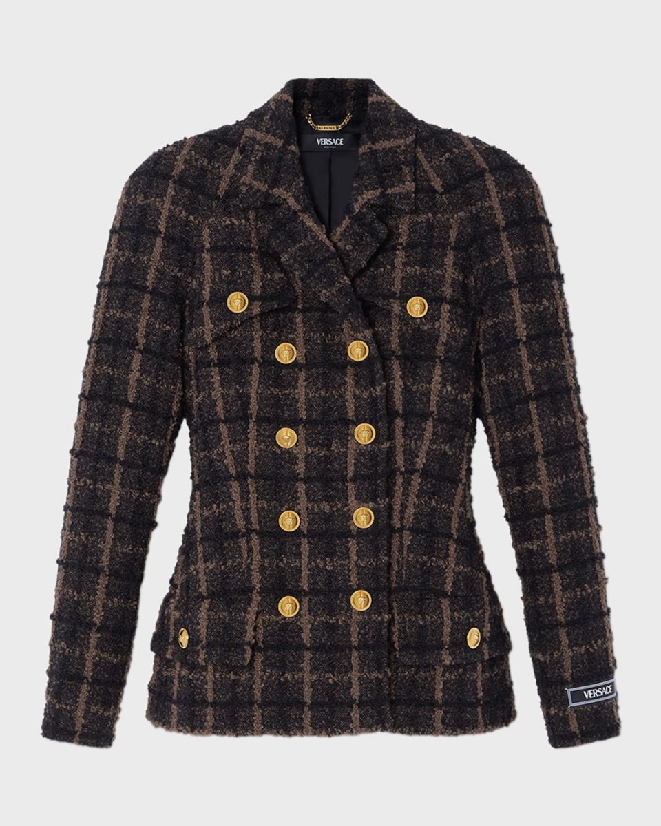 Melange Wool Tweed Blazer Jacket