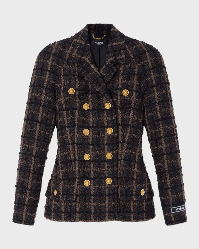Melange Wool Tweed Blazer Jacket