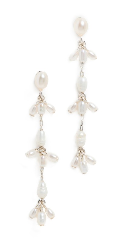 Madewell Floating Pearl Earrings Polished Silver