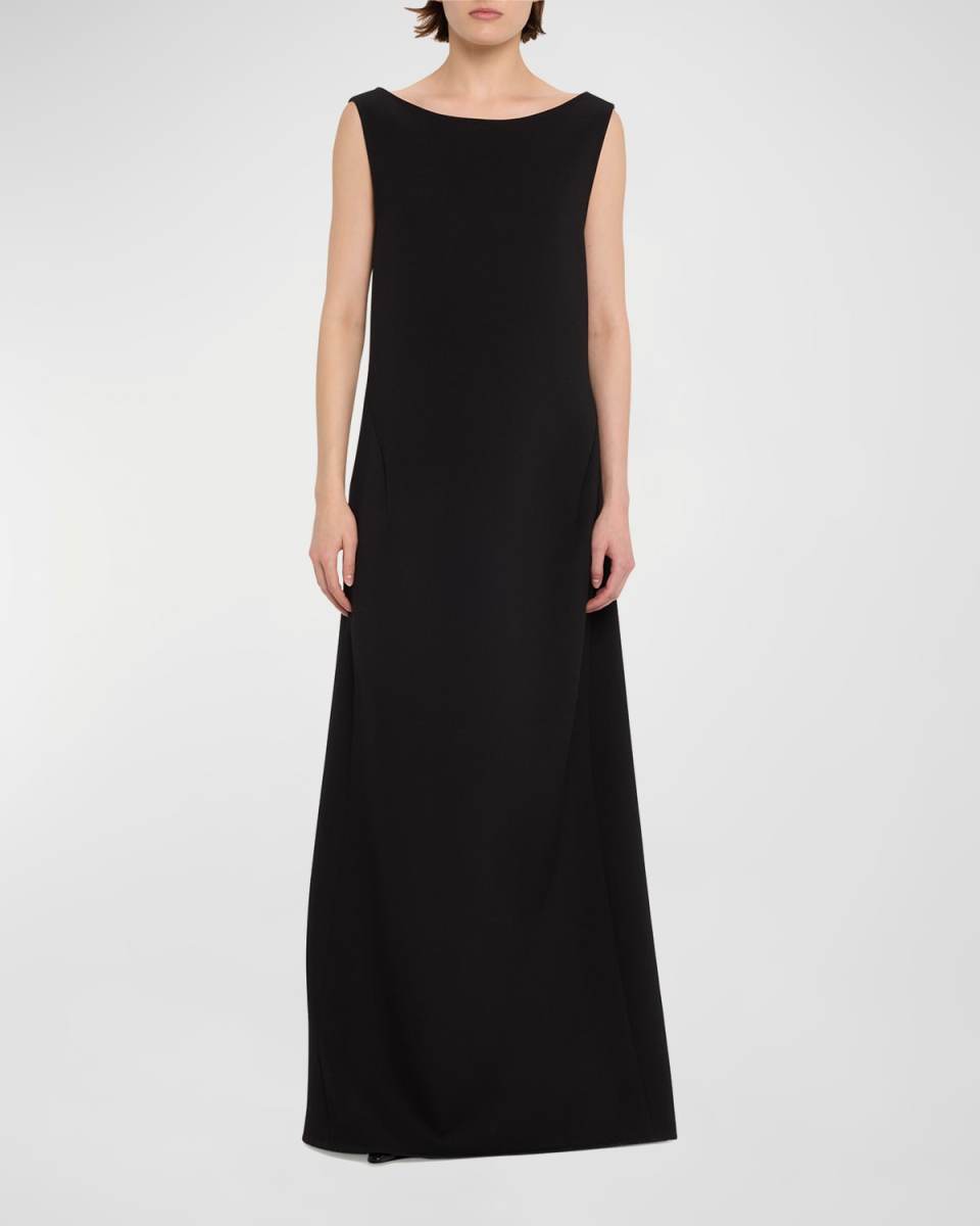 Rhea Cowl-Back Wool Gown