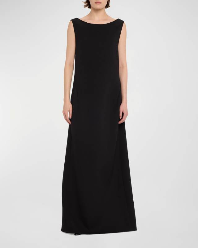Rhea Cowl-Back Wool Gown