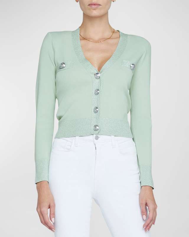 Taya Cropped V-Neck Cardigan