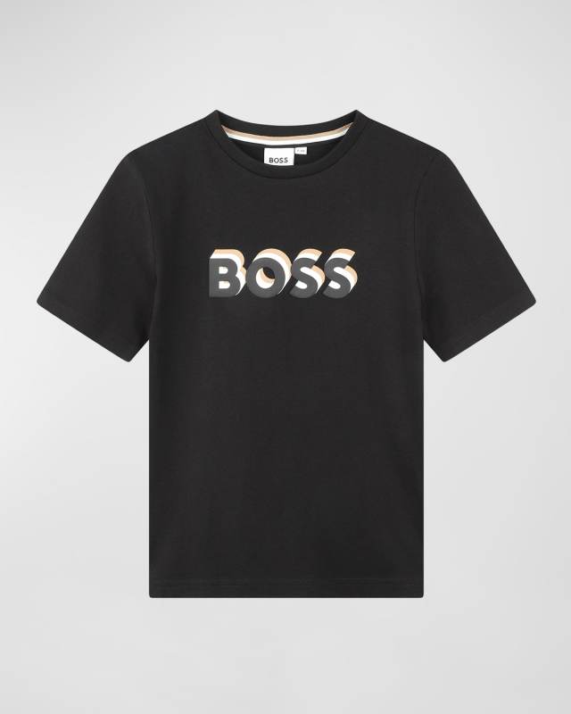 Boy's Embossed Logo-Print T-Shirt, Size 14-