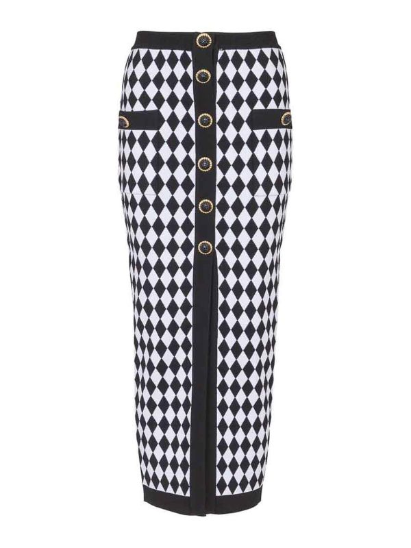Balmain Jupe Midi - Blanc