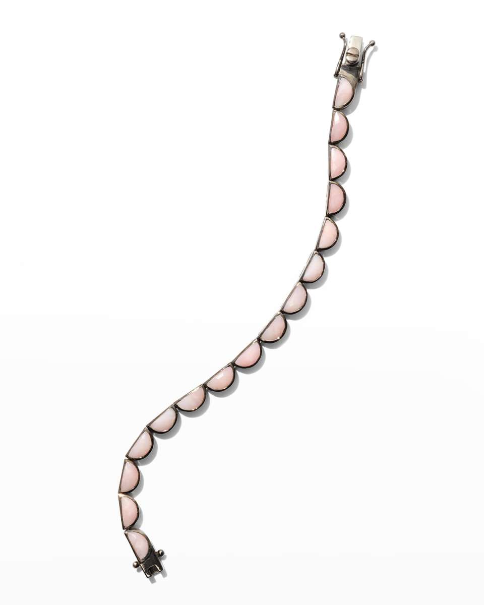 Large Scallop Tennis Bracelet in Pink Opal
