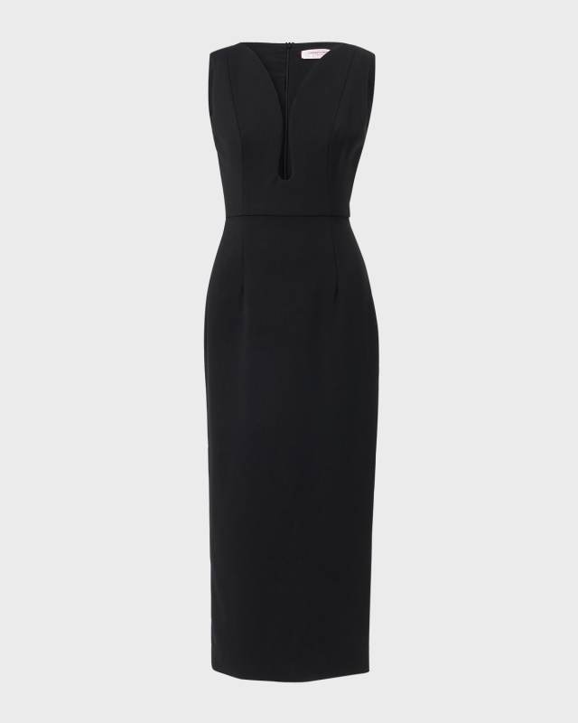 Plunging U-Neck Sleeveless Midi Dress