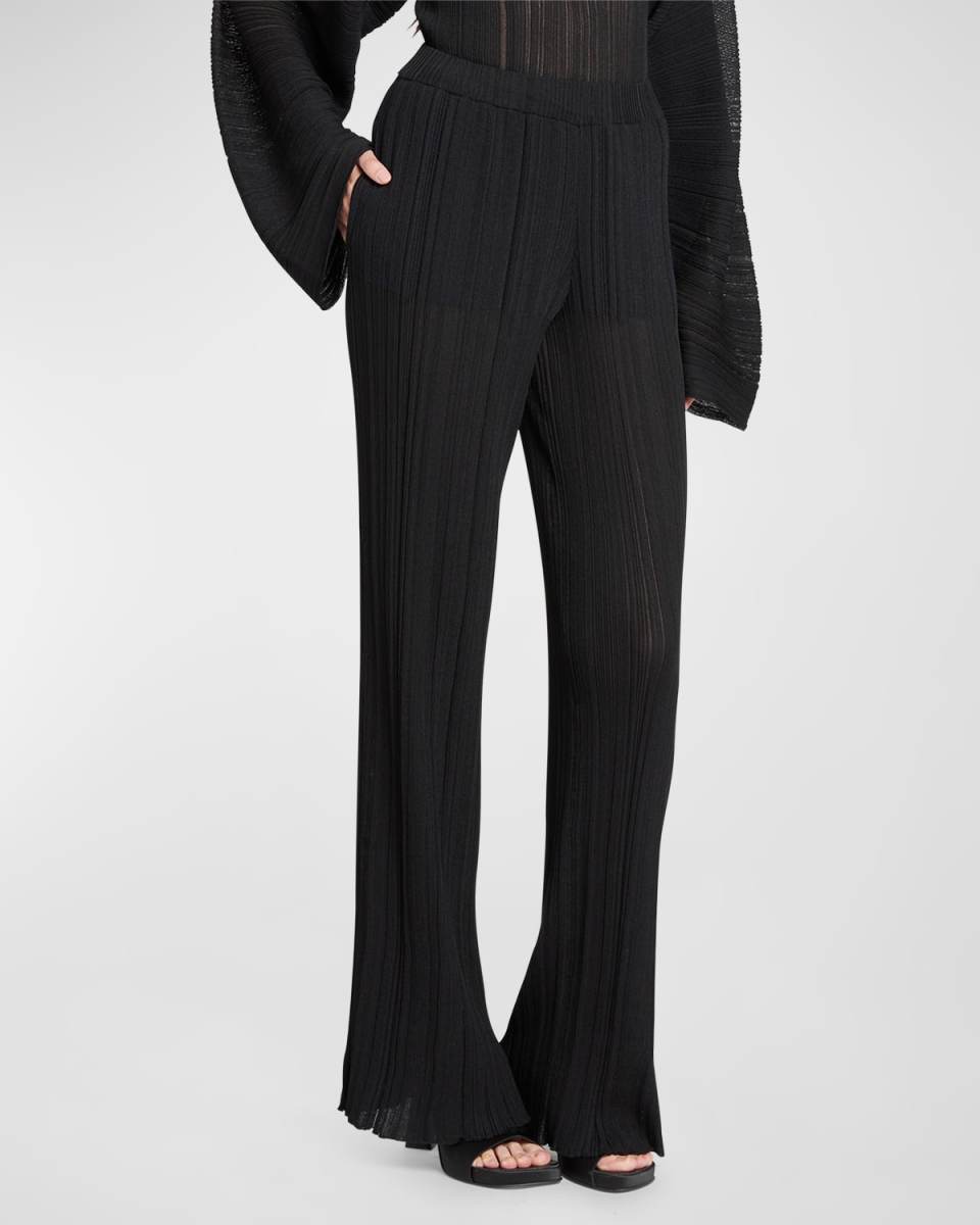 Lightweight Plisse Knit Trousers