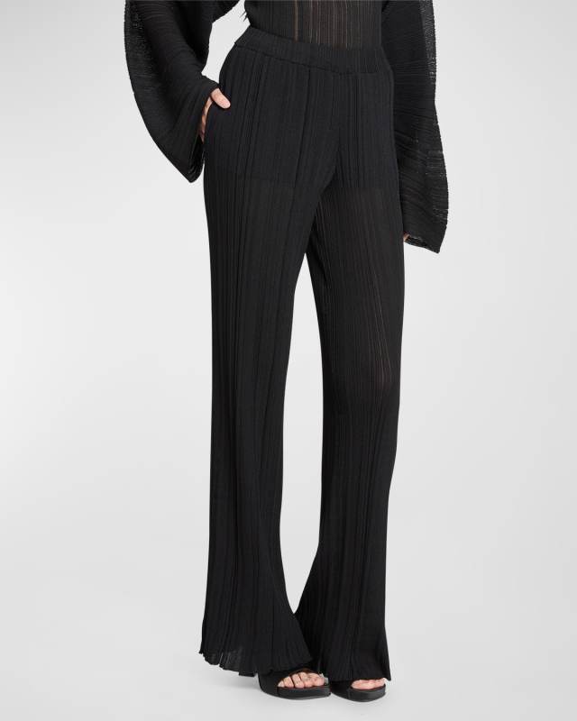 Lightweight Plisse Knit Trousers