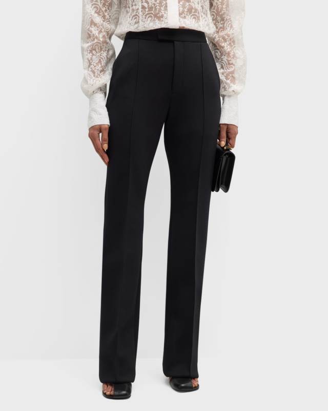 Sylvie High-Rise Pintuck Straight-Leg Pants