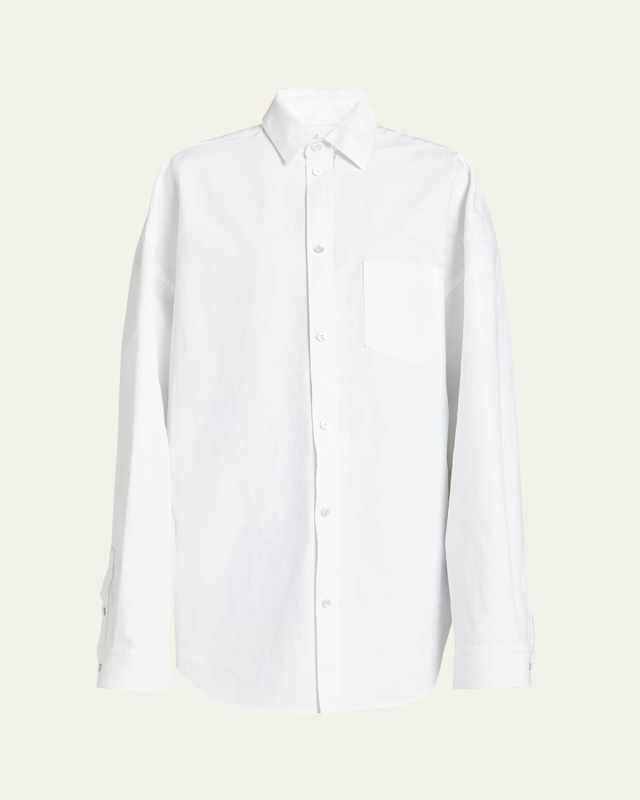 Oversized Snap-Button Poplin Top