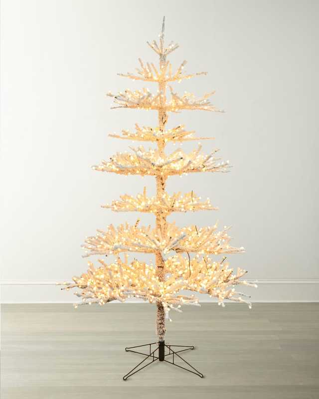 Flocked Twig Pine Pre-Lit LED Christmas Tree, 7.5'