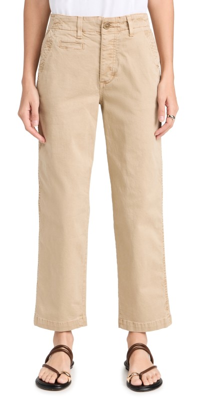 AMO Lillian Crop Chino Trousers Khaki