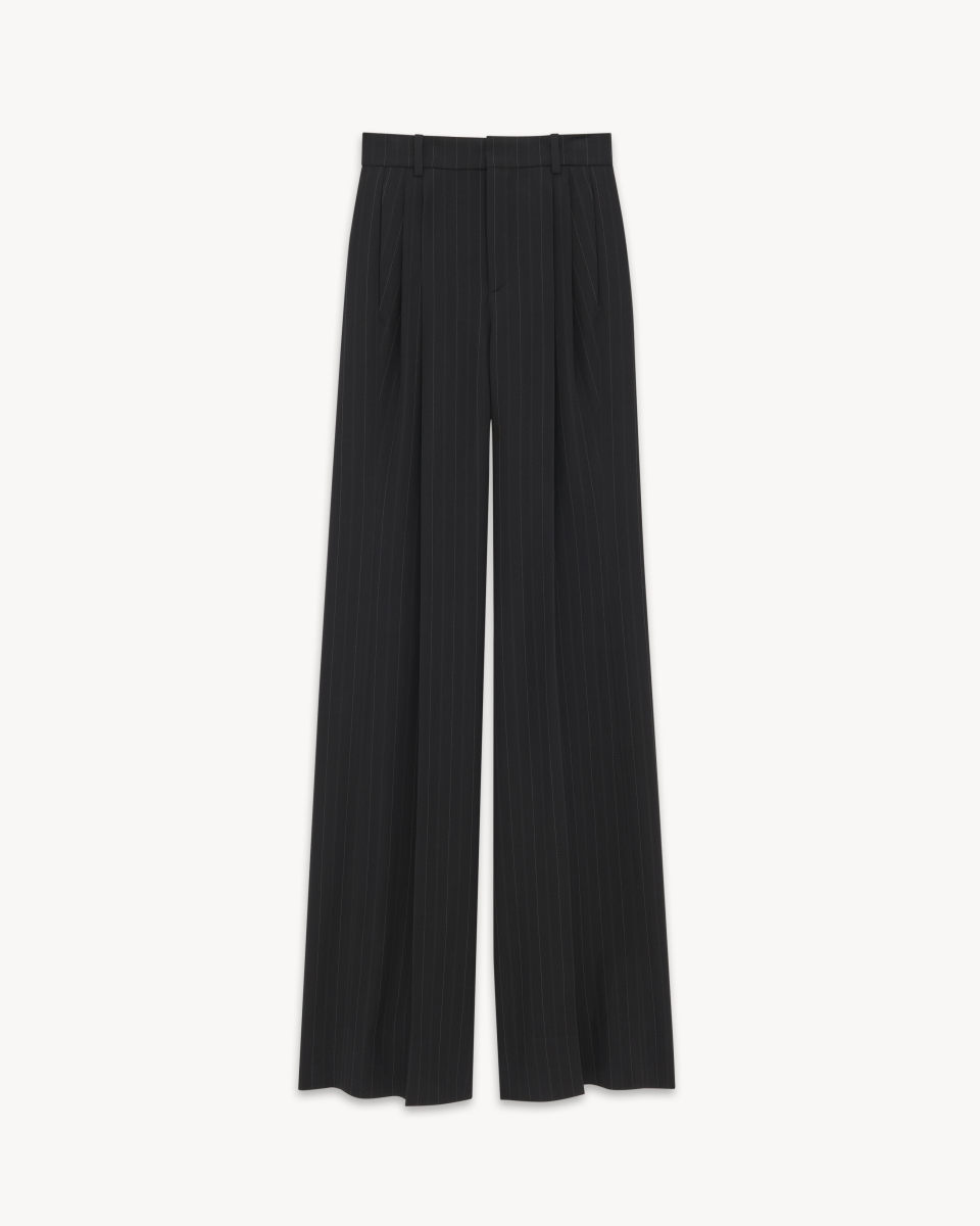 Saint Laurent WIDE-LEG PANTS IN STRIPED WOOL
