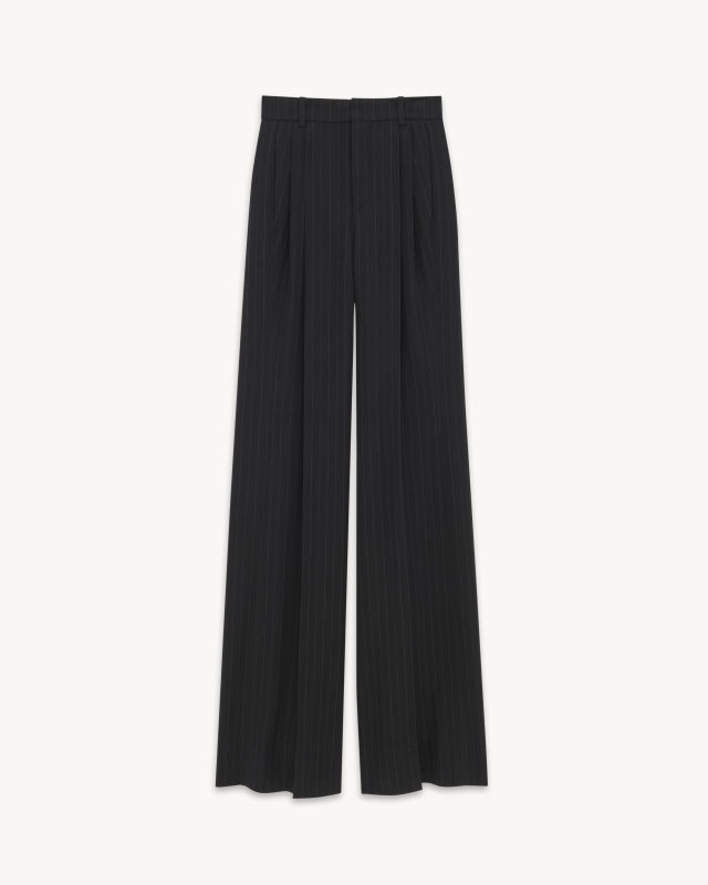 Saint Laurent WIDE-LEG PANTS IN STRIPED WOOL