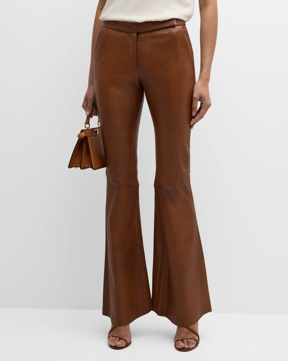 Sleek Statement Flared-Leg Leather Pants