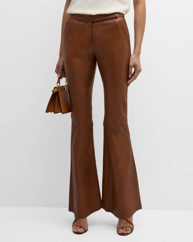 Sleek Statement Flared-Leg Leather Pants
