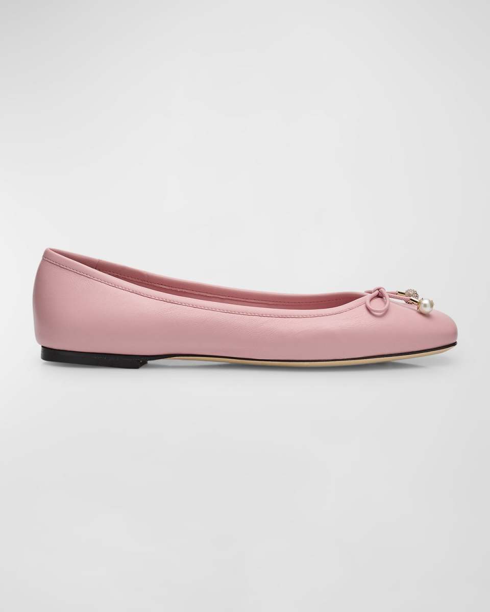 Elme Leather Bow Ballerina Flats