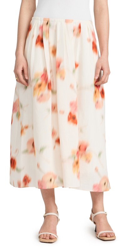 Vince Poppy Blur Gathered Easy Skirt Cream Dusk