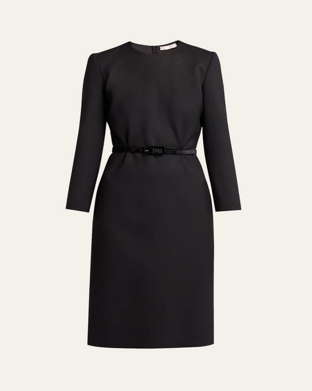 Angeline Belted Wool Dress