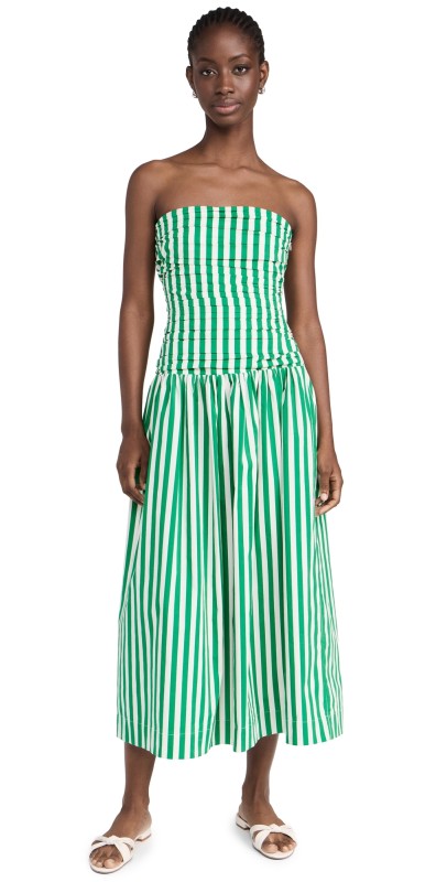 RHODE Selma Dress Green Curacao Stripe