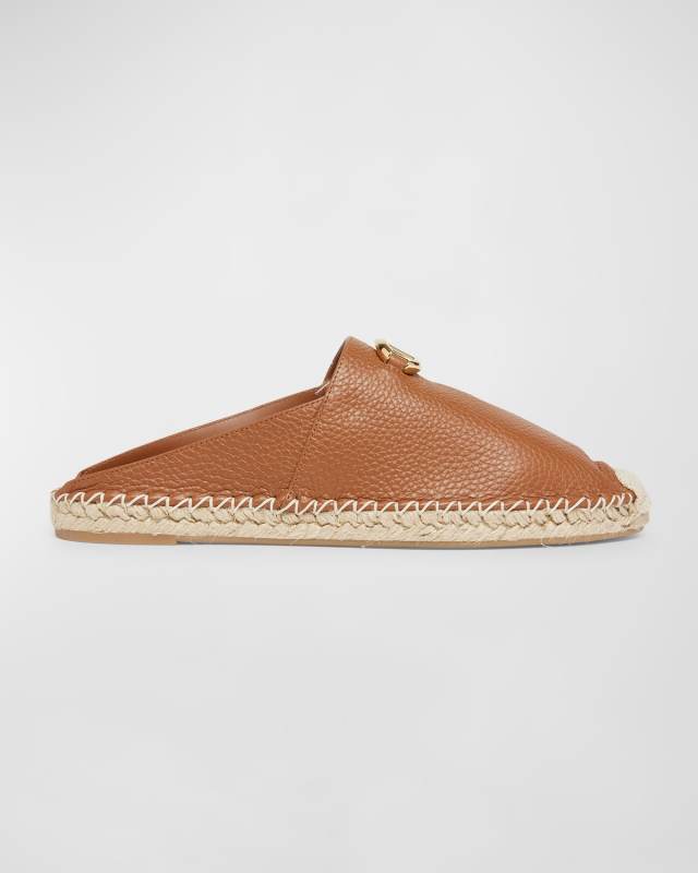 Leather Medallion Espadrille Mules