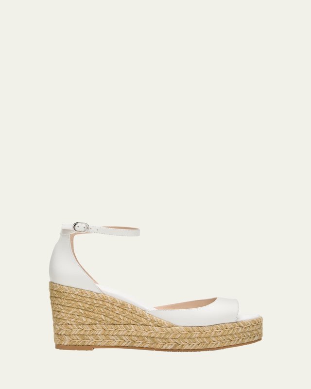Nudista Leather Ankle-Strap Wedge Espadrilles