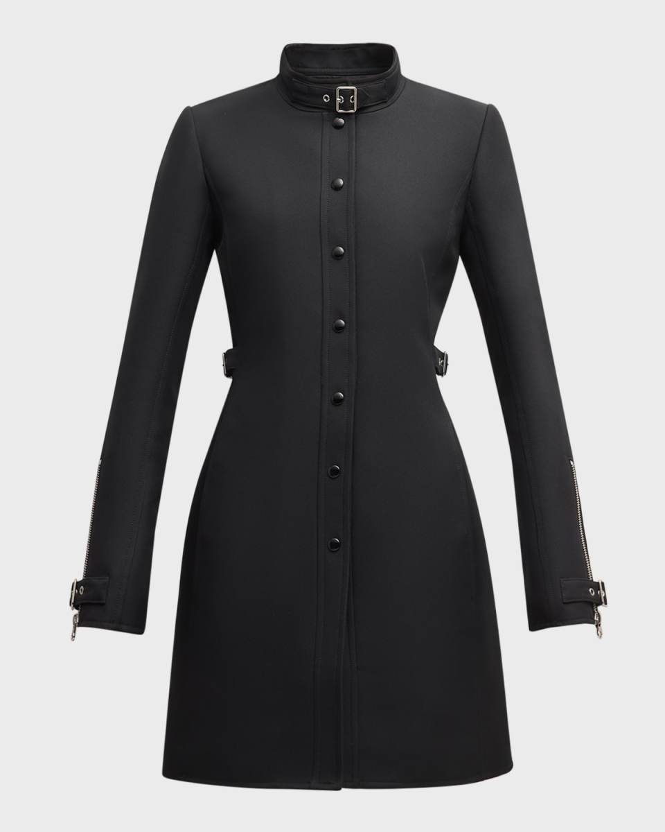Buckle Single-Breasted Twill Coat