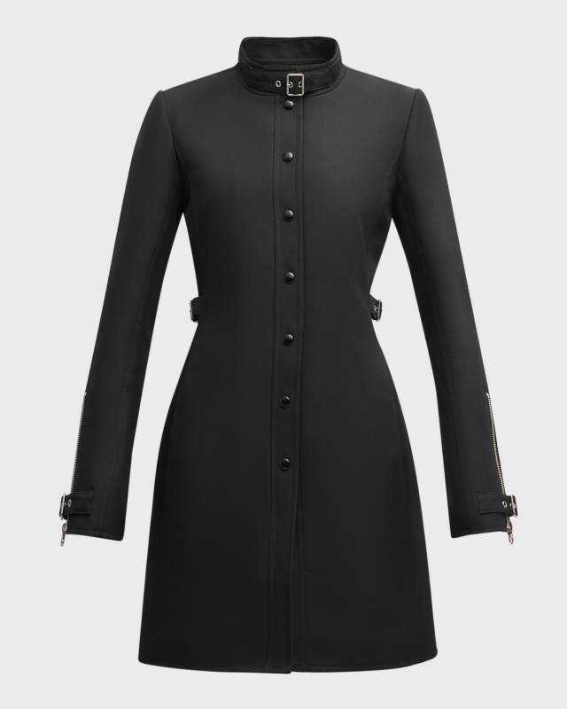 Buckle Single-Breasted Twill Coat