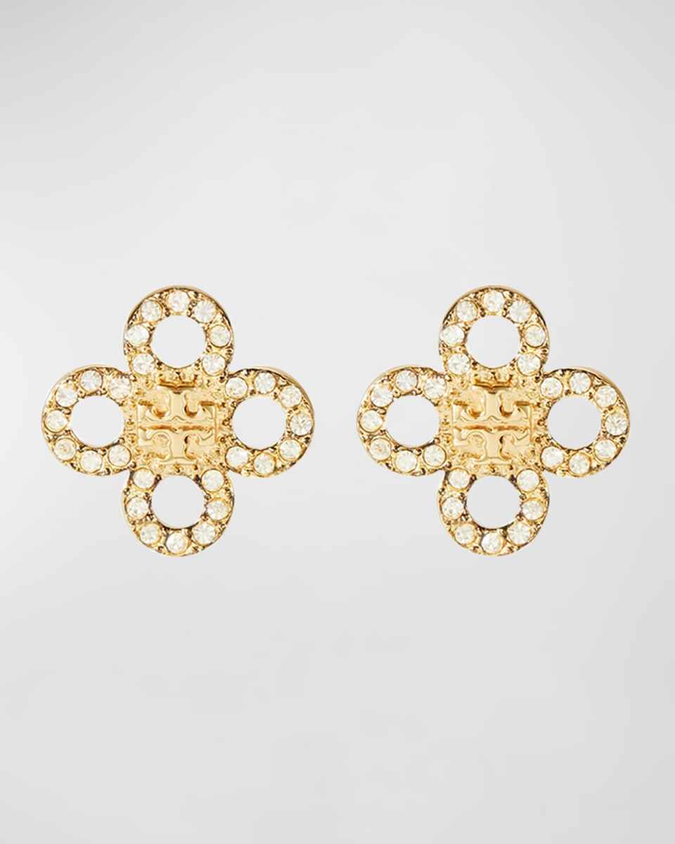 Small Kira Clover Pave Stud Earrings