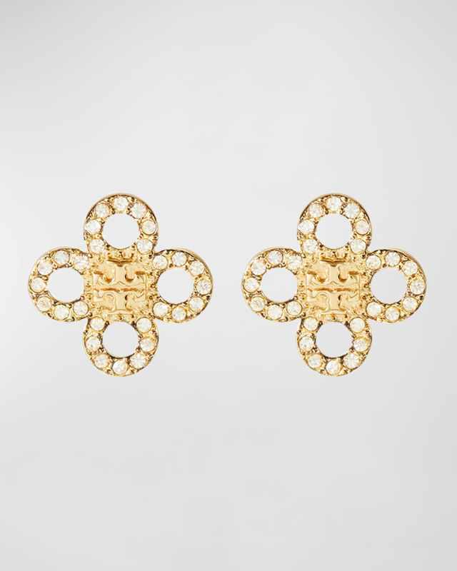 Small Kira Clover Pave Stud Earrings