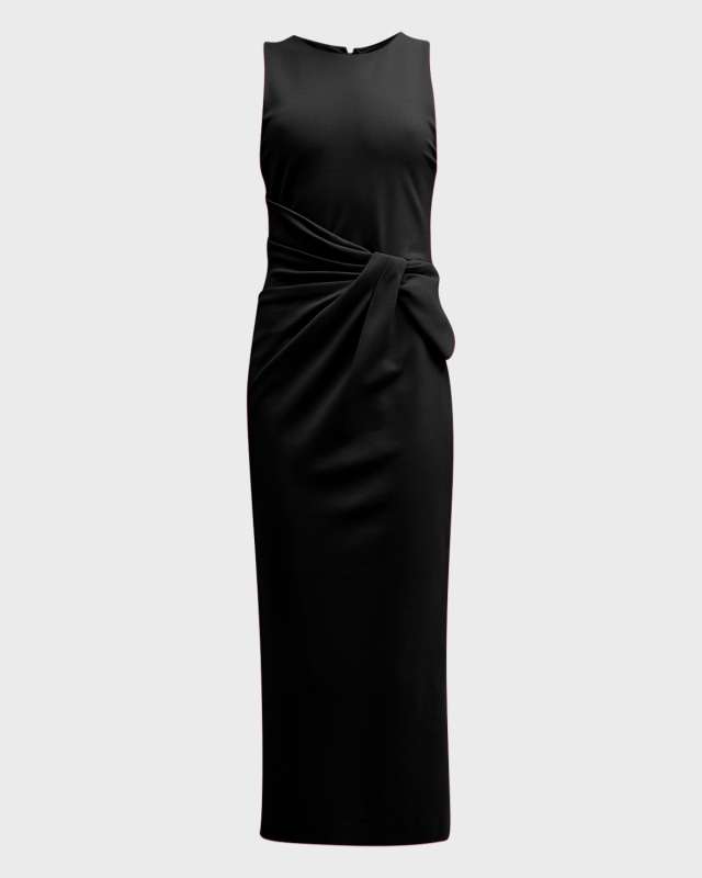 Sleeveless Twist-Front Jersey Midi Dress