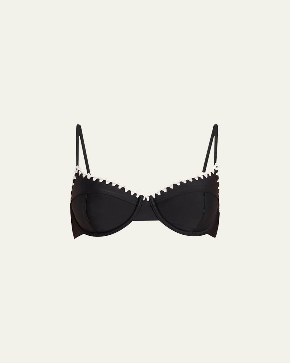 Emmeline Crochet-Trim Bikini Top