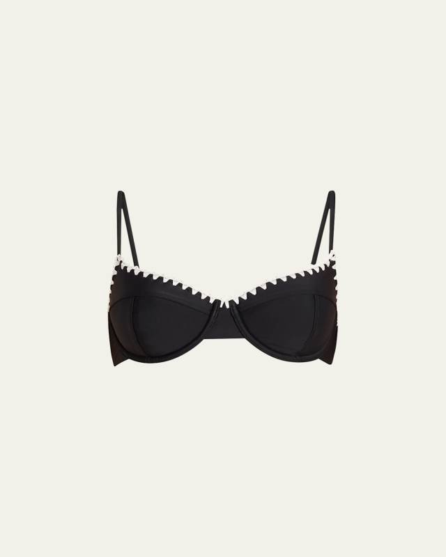 Emmeline Crochet-Trim Bikini Top