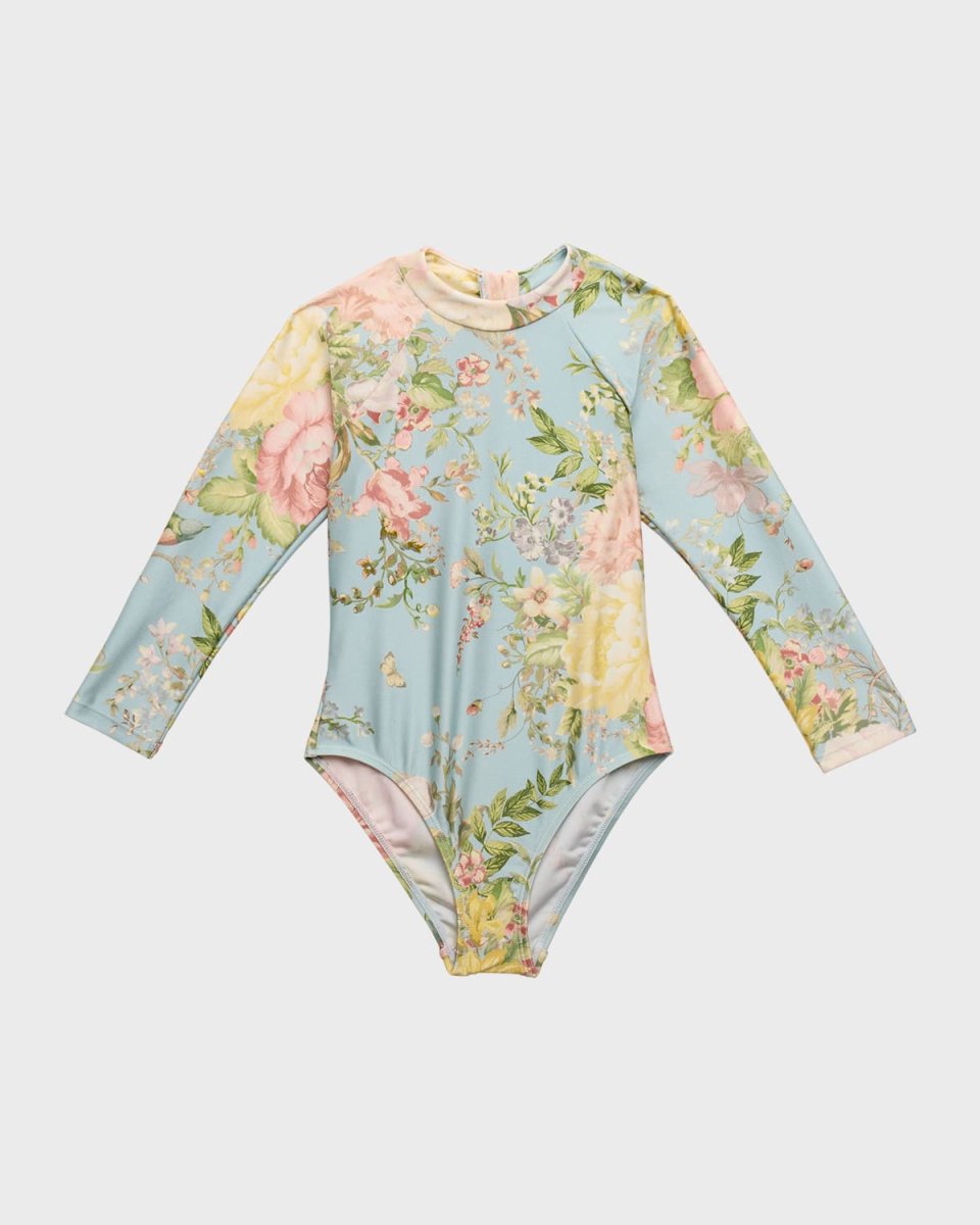 Girl's Waverly Floral-Print Swimsuit, Size 2-10