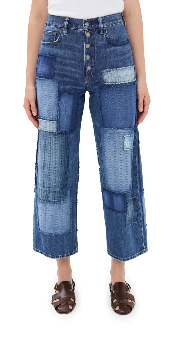 Polo Ralph Lauren Patchwork Crop Denim Jeans Satchie Wash