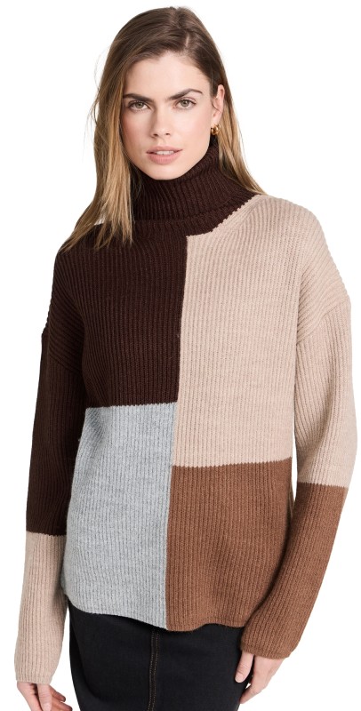 Moon River Turtleneck Longleeve Colorblockweater Brown Multi