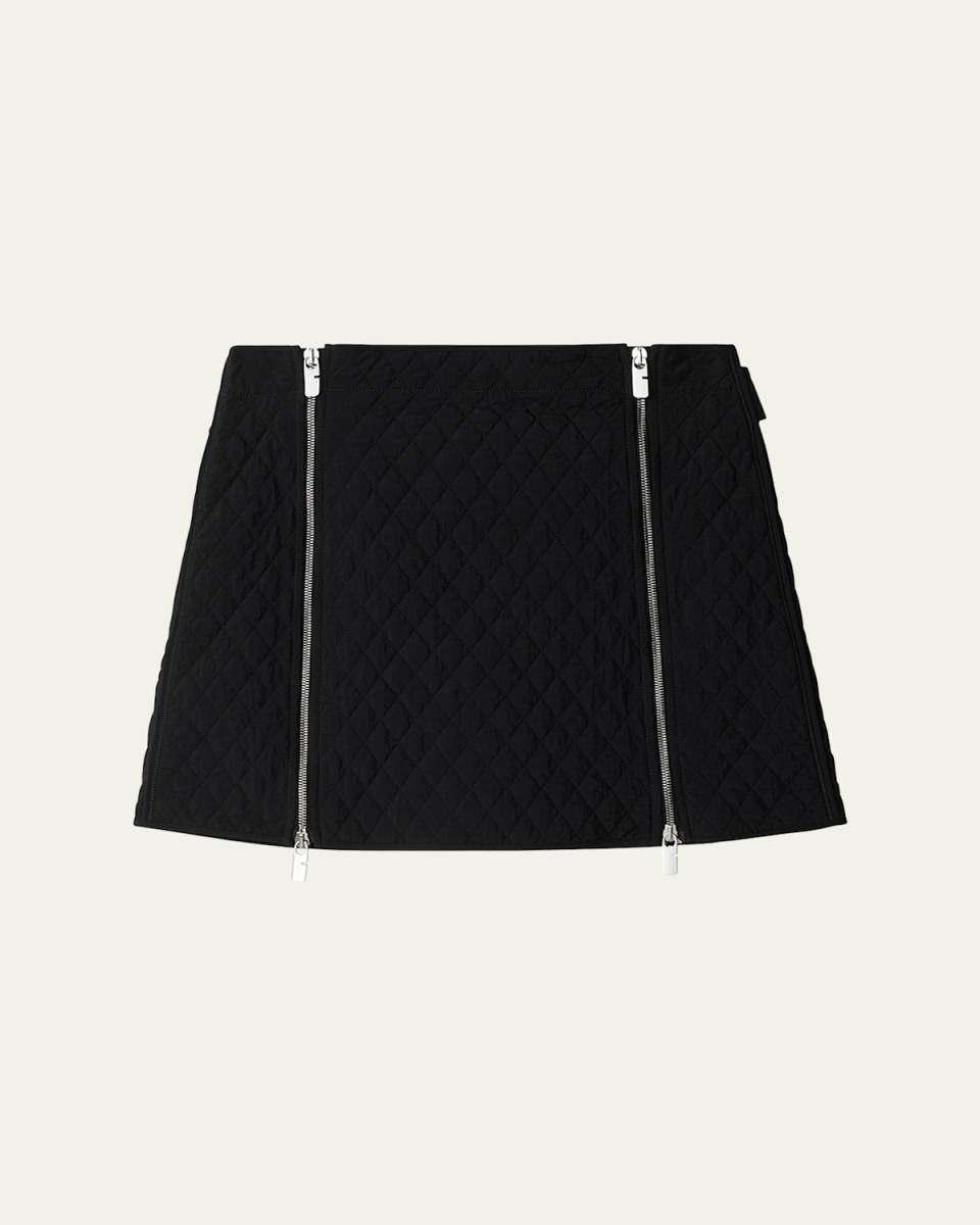 Quilted Mini Skirt with Zipper Detail