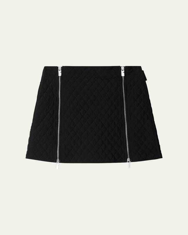 Quilted Mini Skirt with Zipper Detail