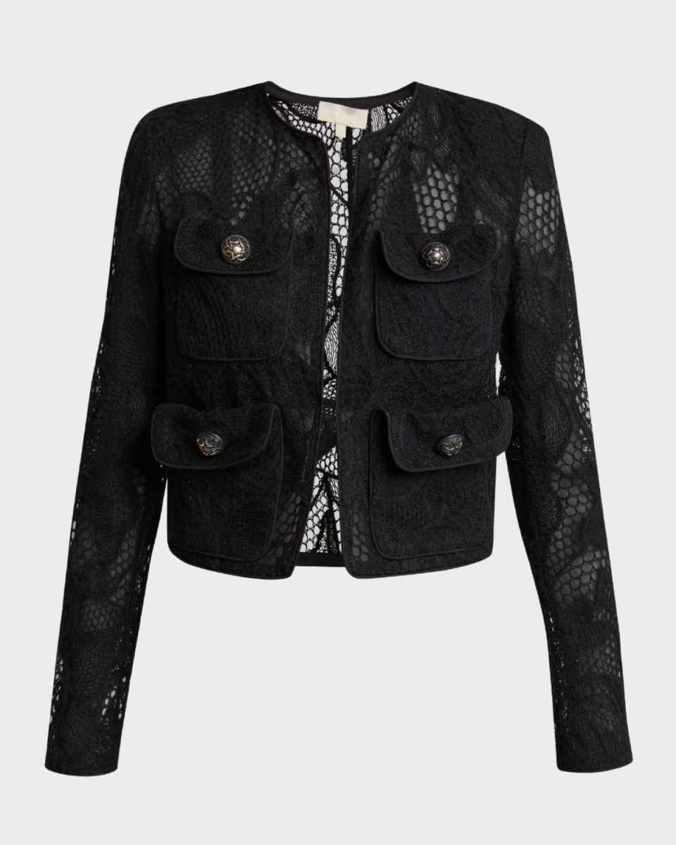 Lace Embroidered Tulle Crop Jacket