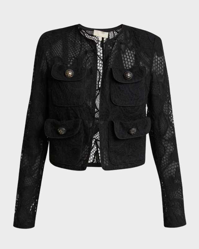 Lace Embroidered Tulle Crop Jacket