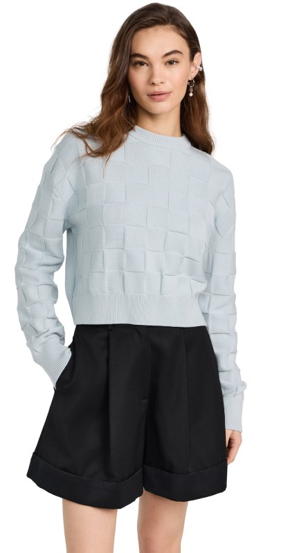 Cecilie Bahnsen Gudrun Sweater Darcy Check Knit Ice Blue Ice Blue