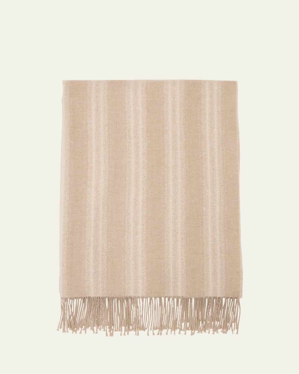Micro Stripe Paillette Metallic Cashmere-Silk Scarf