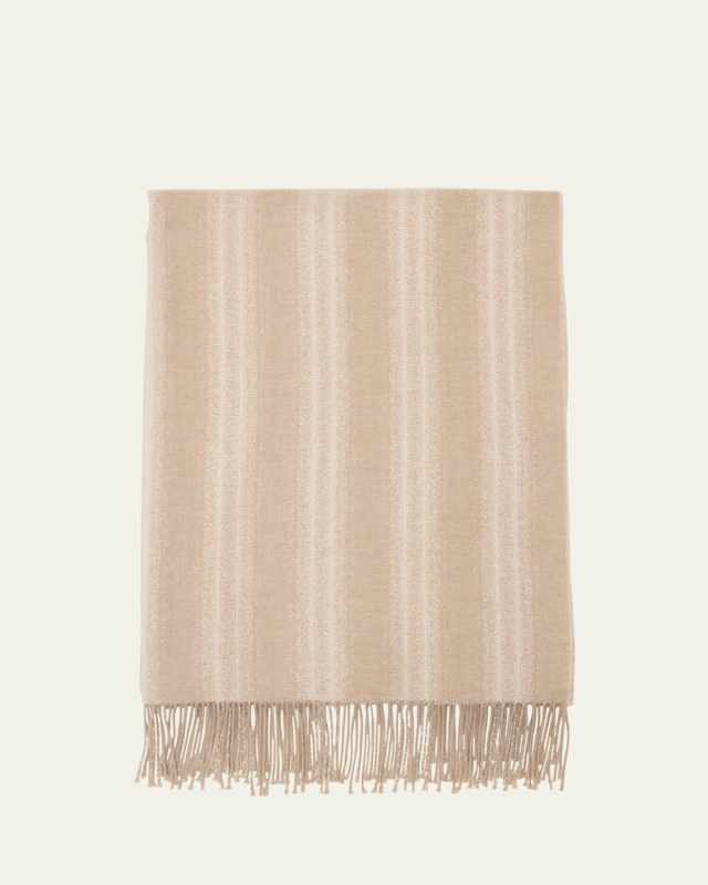 Micro Stripe Paillette Metallic Cashmere-Silk Scarf
